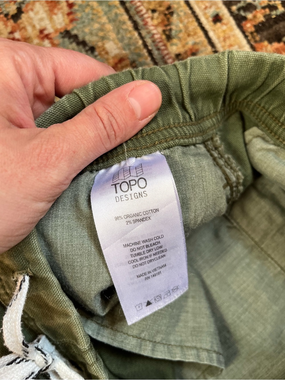 Topo Designs Women’s Cotton Olive Army Green Shorts Medium - Picture 4 of 6